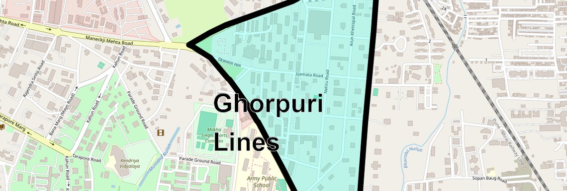 Location Map of Ghorpuri Lines, Pune