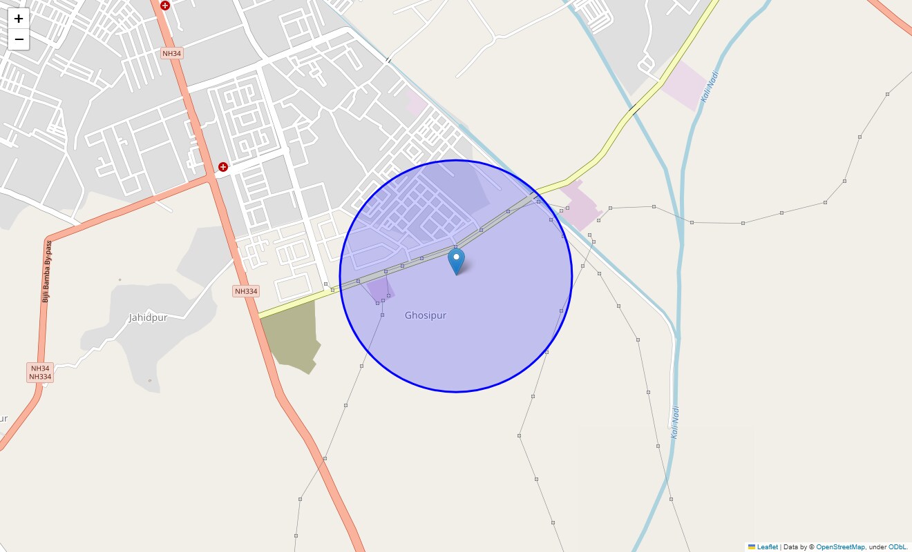 Location Map of Ghosipur, Meerut