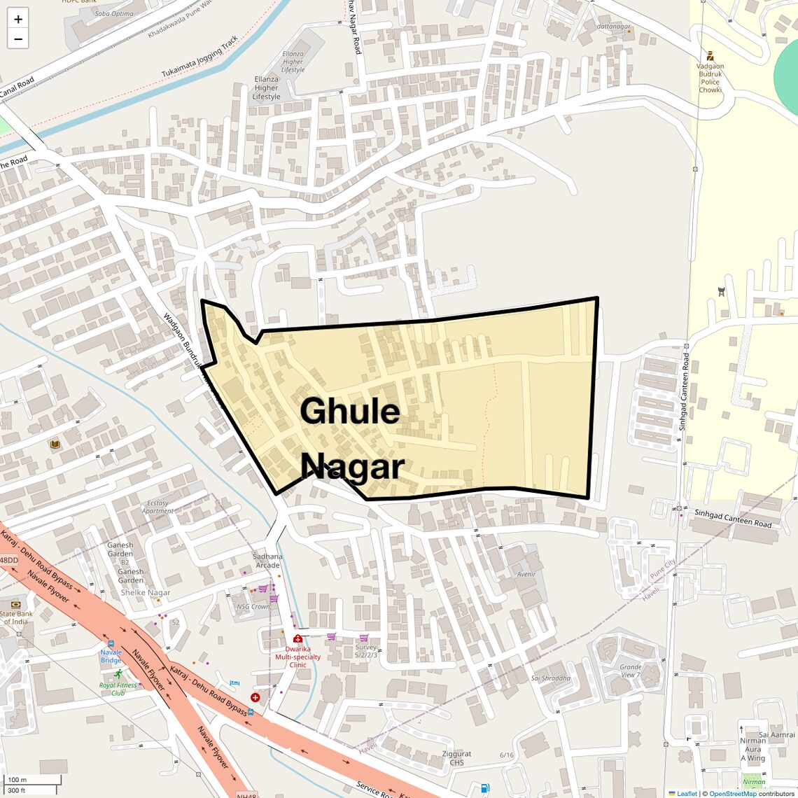 Location Map of Ghule Nagar, Pune