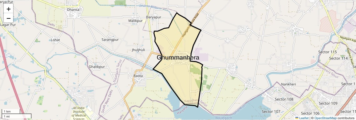 Location Map of Ghummanhera, Delhi