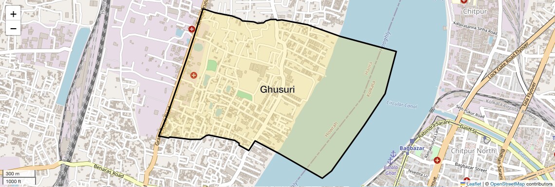 Location Map of Ghusuri, Kolkata