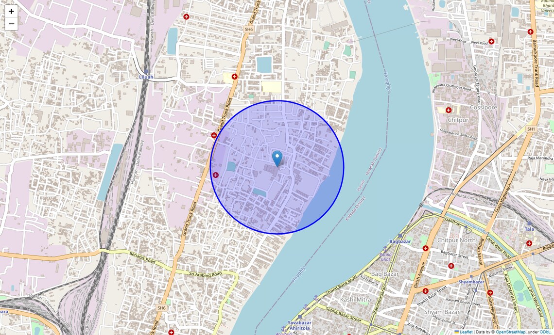 Location Map of Ghusuri, Kolkata