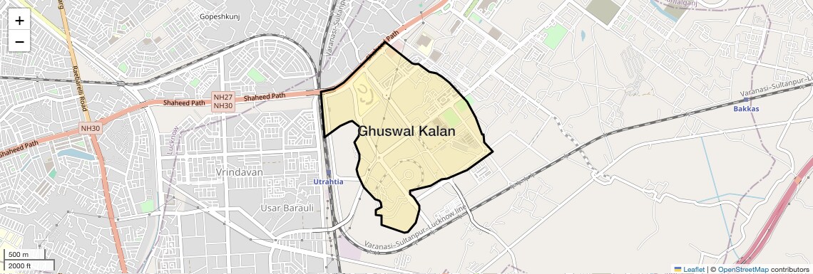 Location Map of Ghuswal Kalan, Lucknow