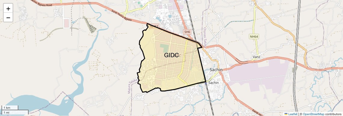 Location Map of GIDC, Surat