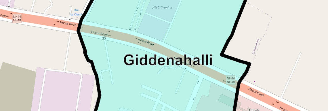 Location Map of Giddenahalli, Bangalore