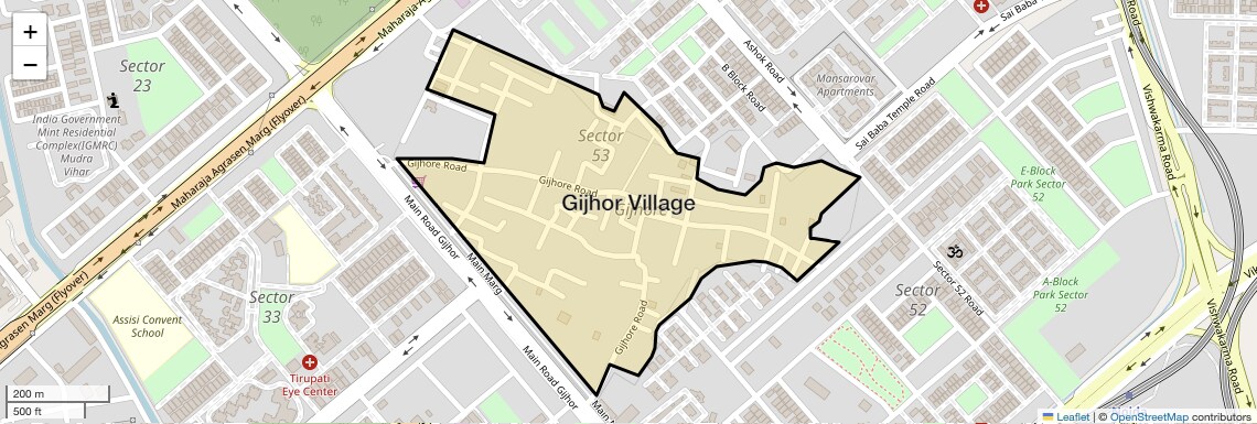 Location Map of Gijhor Village, Noida