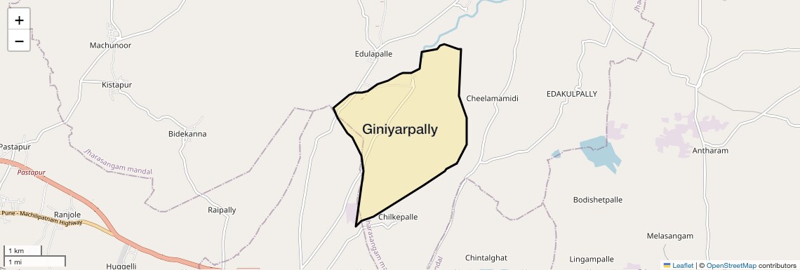 Location Map of Giniyarpally, Hyderabad