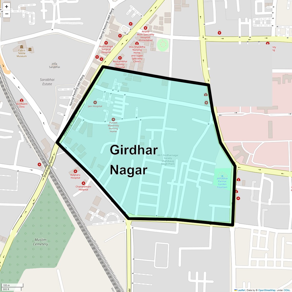 Location Map of Girdhar Nagar, Ahmedabad