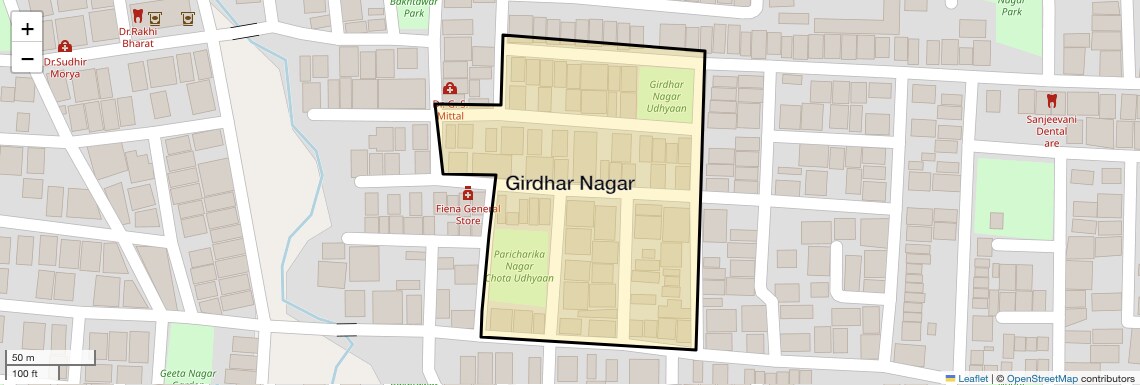 Location Map of Girdhar Nagar, Indore