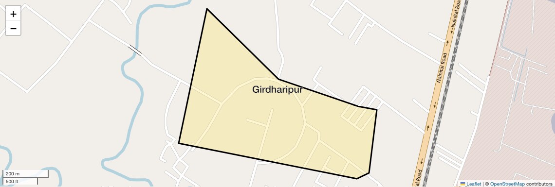 Location Map of Girdharipur, Bareilly