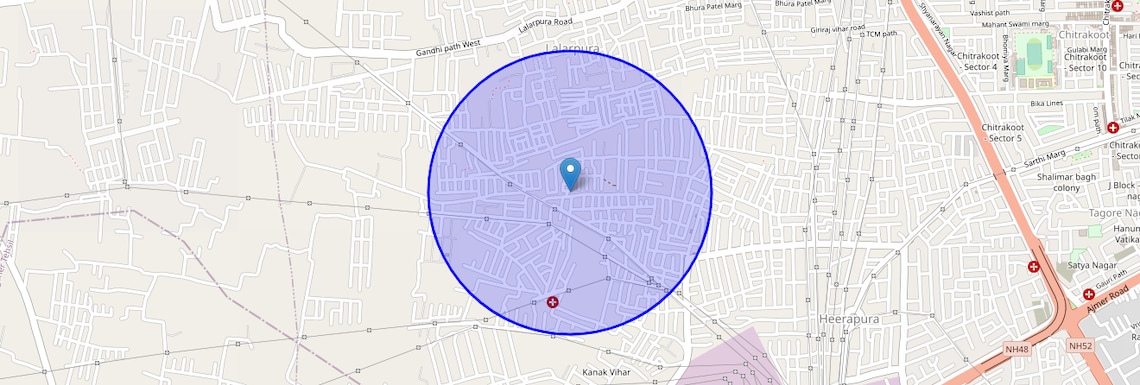Location Map of Girdharipura, Jaipur