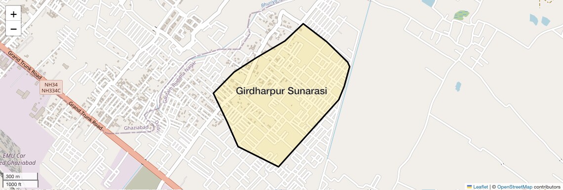 Location Map of Girdharpur Sunarasi, Ghaziabad