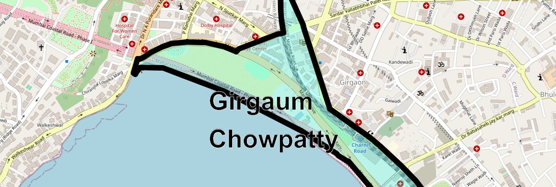 Location Map of Girgaum Chowpatty, Mumbai