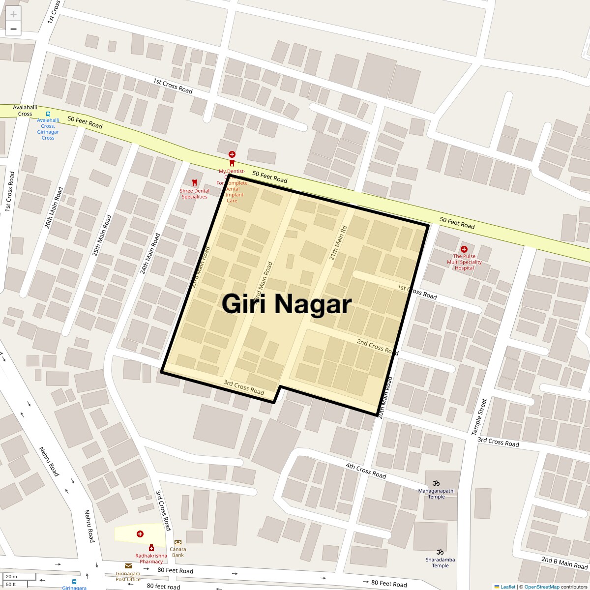 Location Map of Giri Nagar, Bangalore
