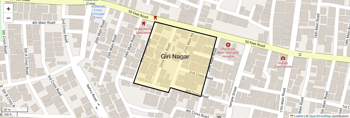 Location Map of Giri Nagar, Bangalore