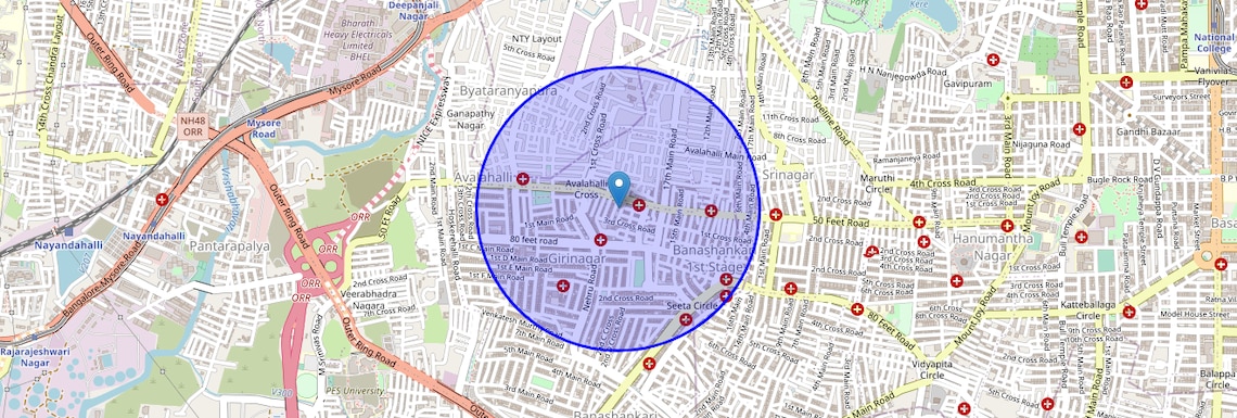 Location Map of Giri Nagar, Bangalore