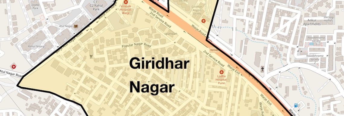 Location Map of Giridhar Nagar, Pune