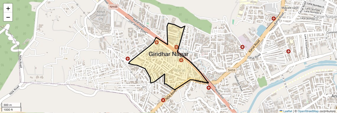 Location Map of Giridhar Nagar, Pune