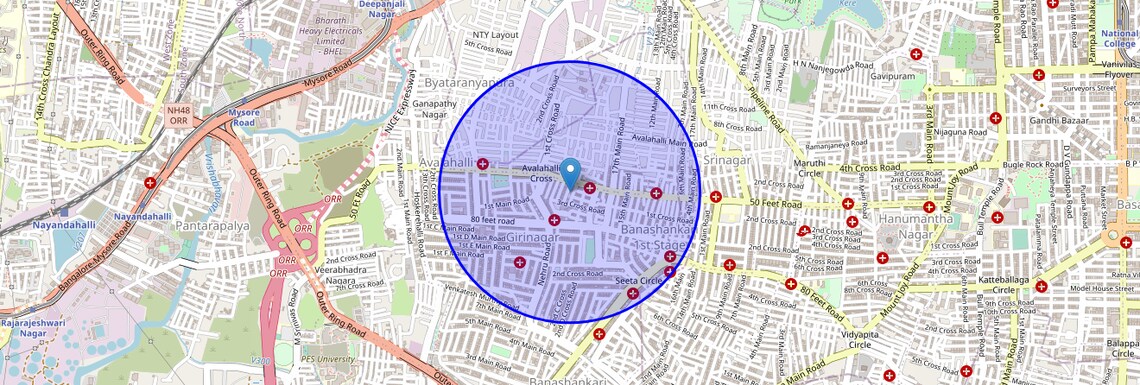 Location Map of Girinagar, Bangalore