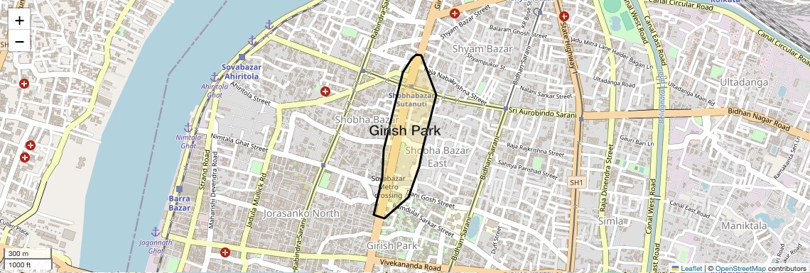 Location Map of Girish Park, Kolkata