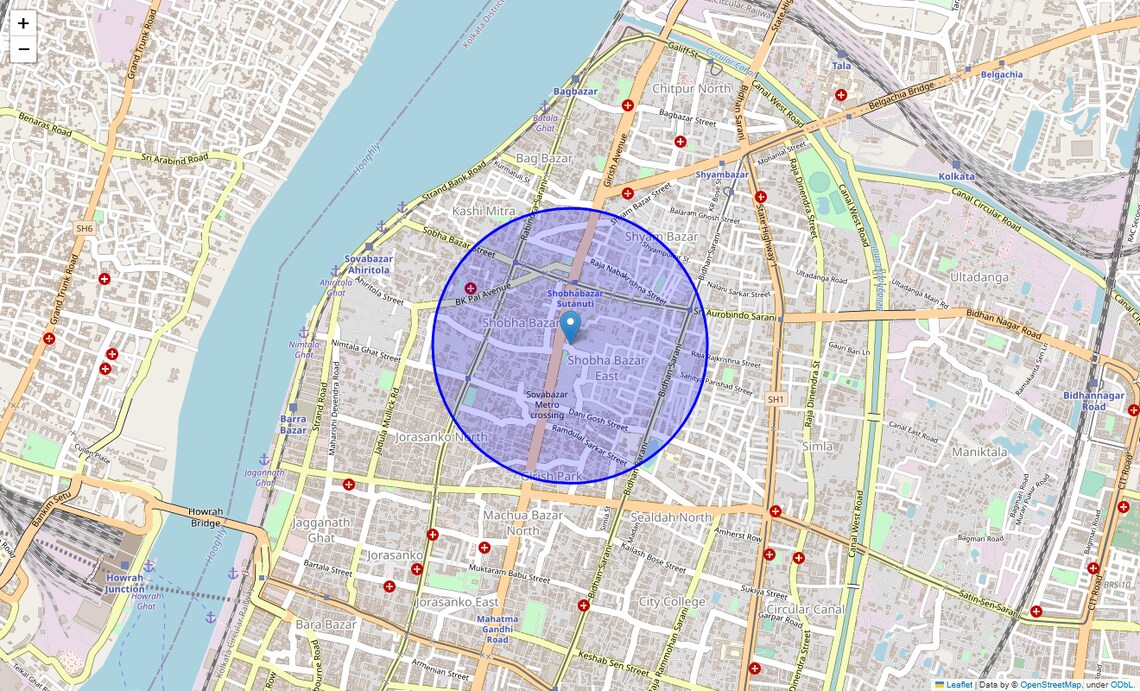 Location Map of Girish Park, Kolkata