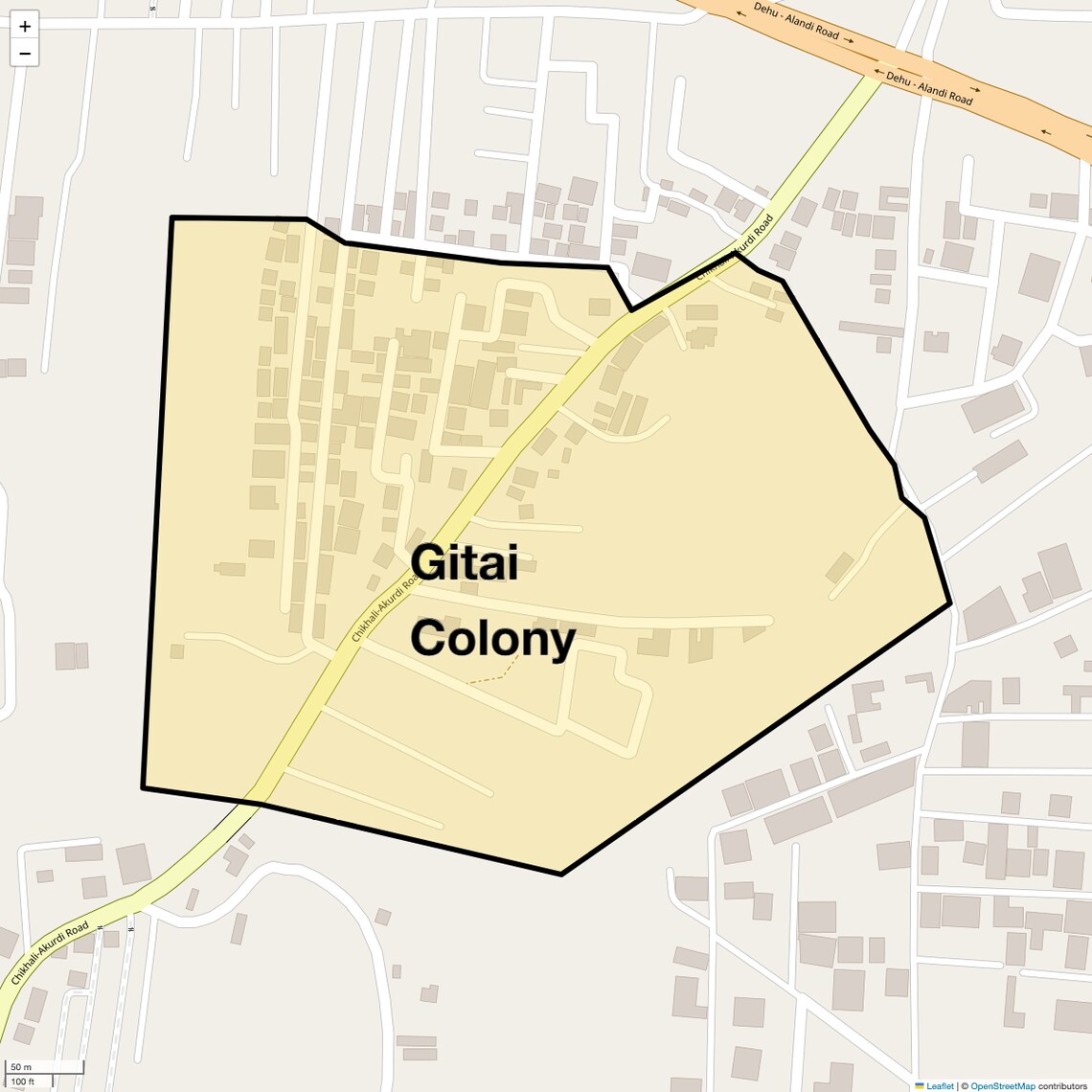 Location Map of Gitai Colony, Pune