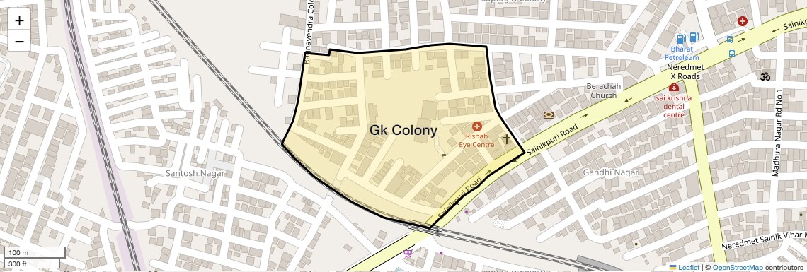 Location Map of Gk Colony, Hyderabad