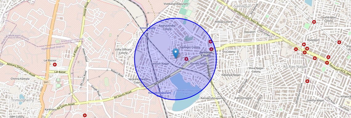 Location Map of Gk Colony, Hyderabad