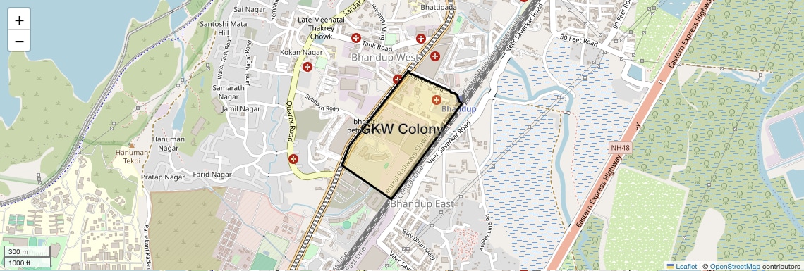 Location Map of GKW Colony, Mumbai