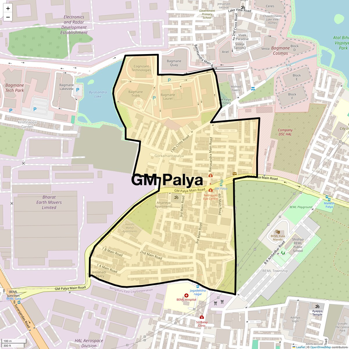 Location Map of GM Palya, Bangalore
