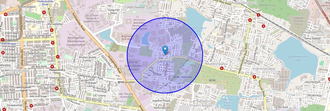 Location Map of GM Palya, Bangalore