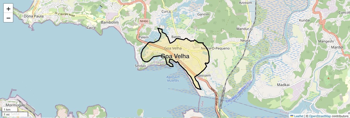 Location Map of Goa Velha, Goa