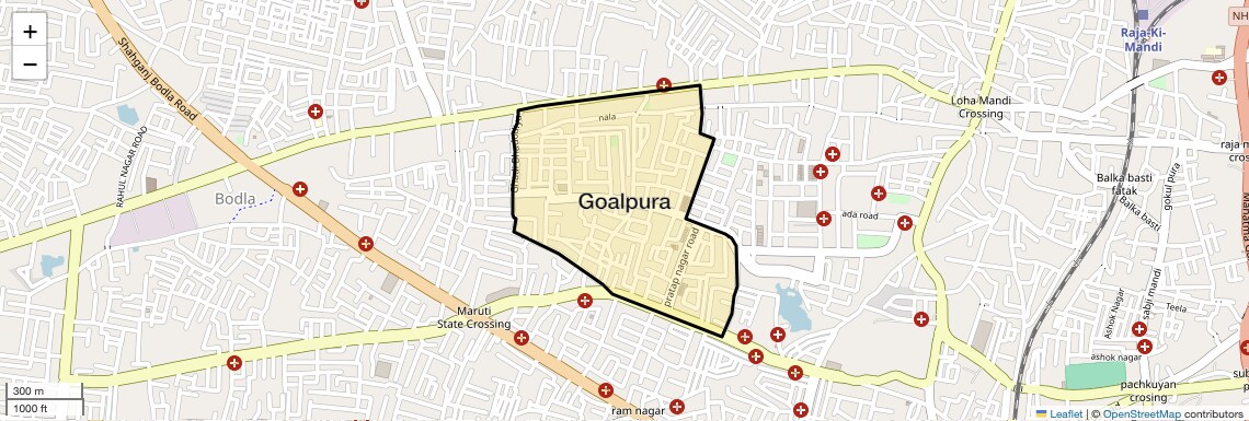 Location Map of Goalpura, Agra