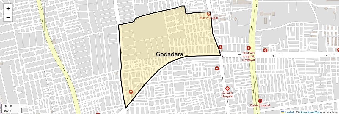 Location Map of Godadara, Surat