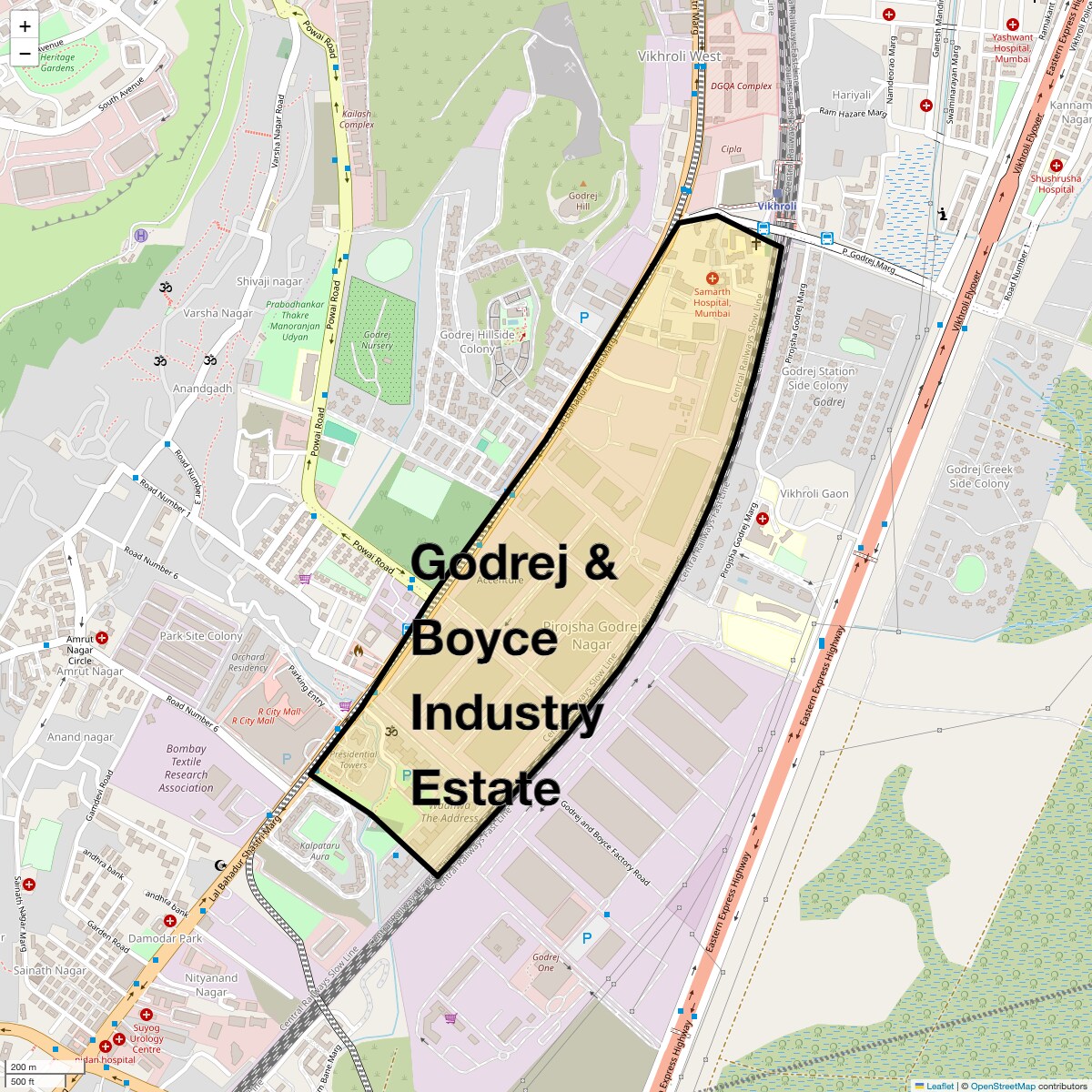 Location Map of Godrej & Boyce Industry Estate, Mumbai