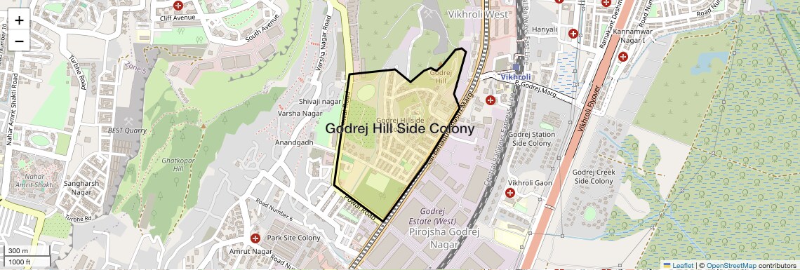 Location Map of Godrej Hill Side Colony, Mumbai