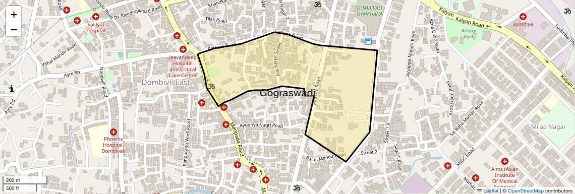 Location Map of Gograswadi, Thane