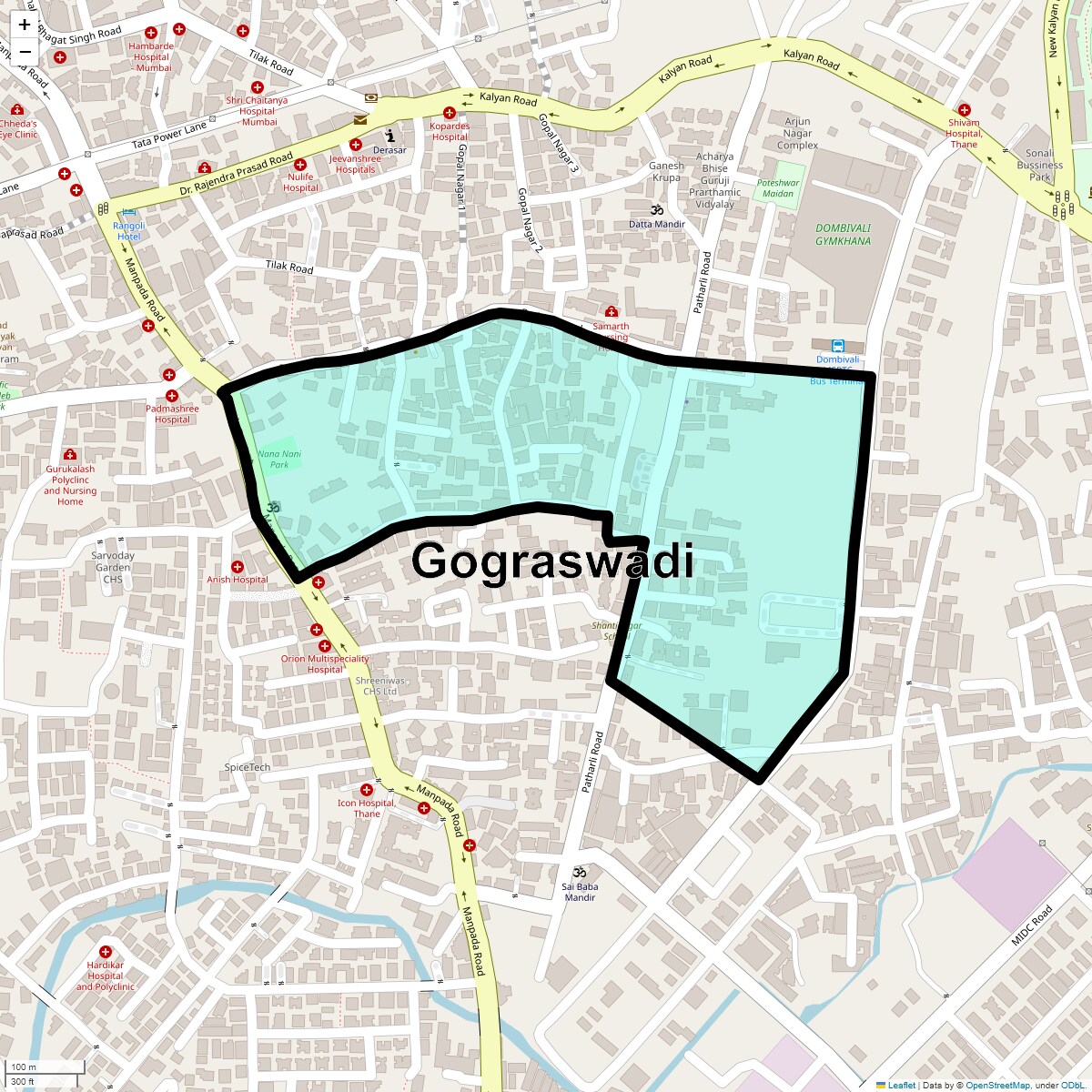 Location Map of Gograswadi, Thane