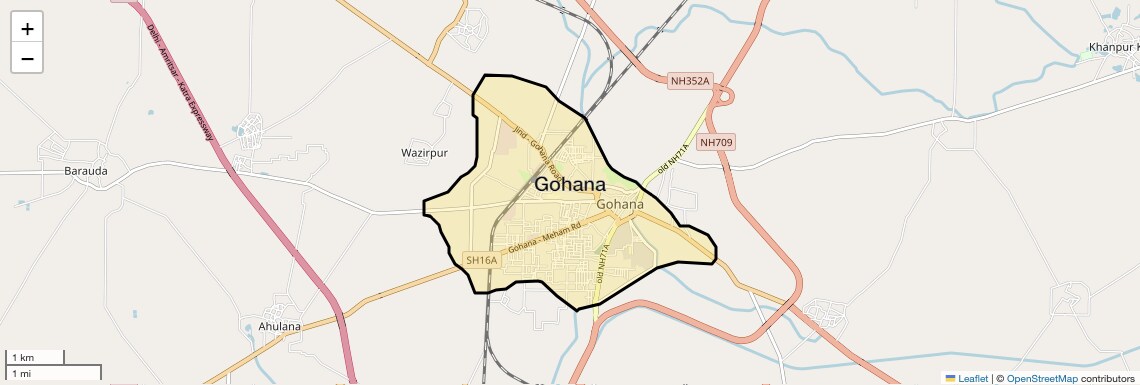 Location Map of Gohana, Sonipat