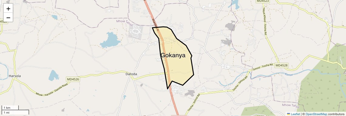 Location Map of Gokanya, Indore