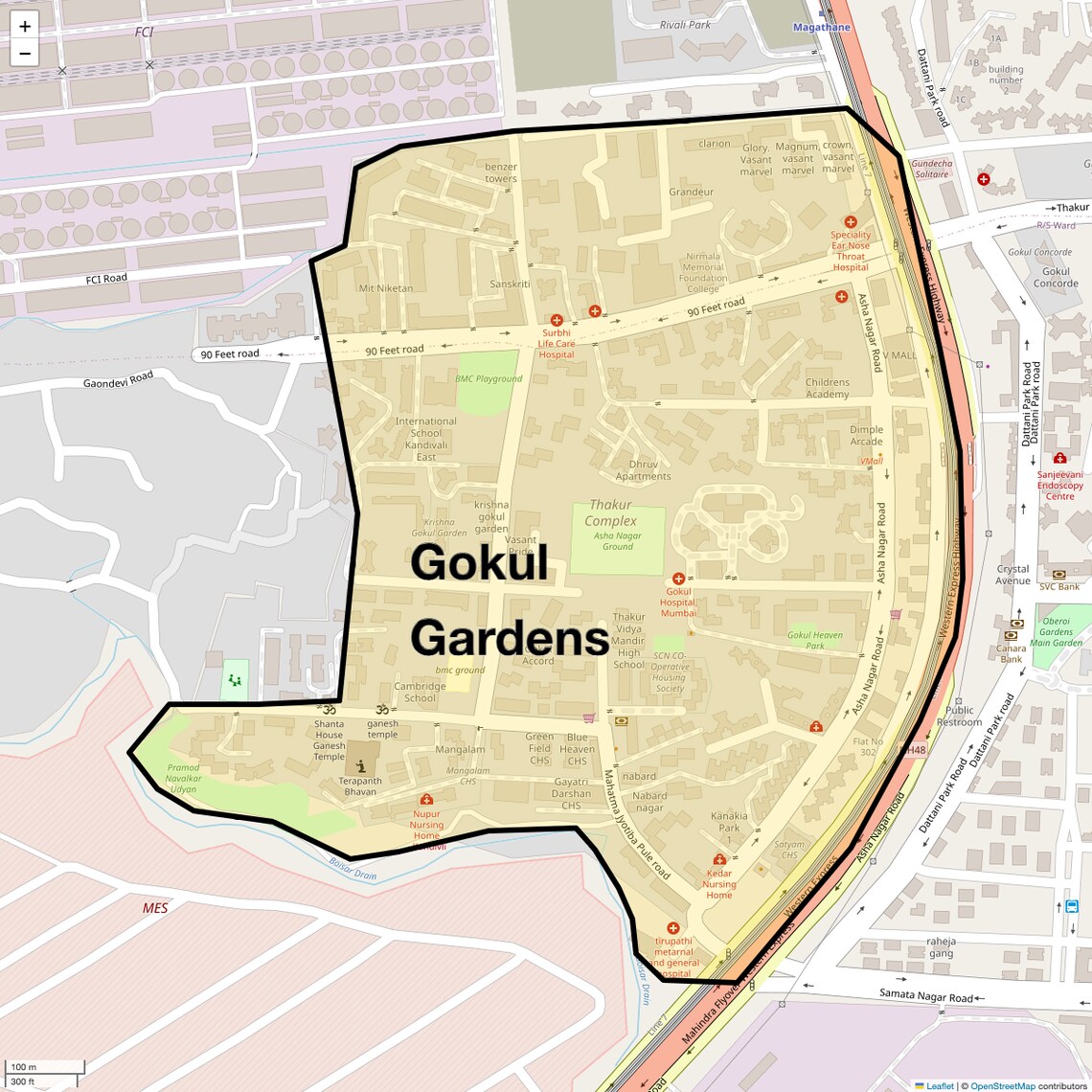 Location Map of Gokul Gardens, Mumbai