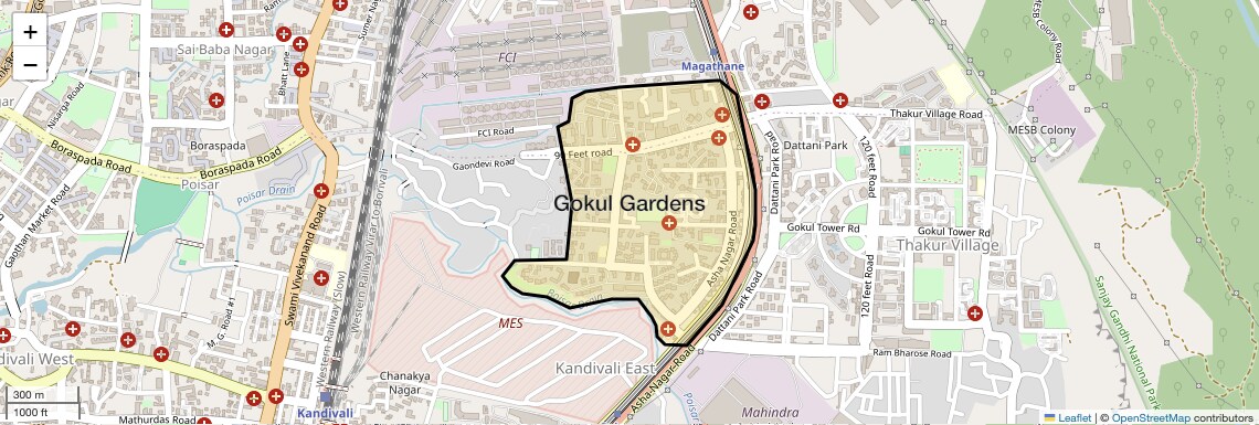 Location Map of Gokul Gardens, Mumbai