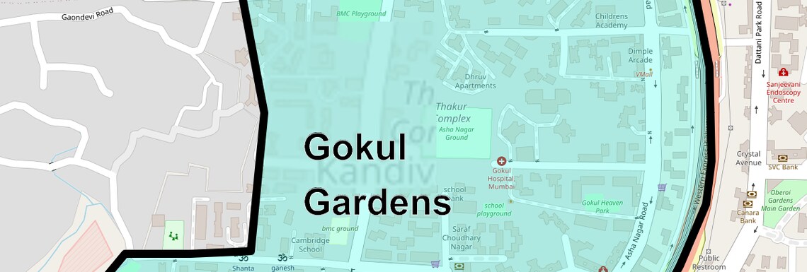 Location Map of Gokul Gardens, Mumbai