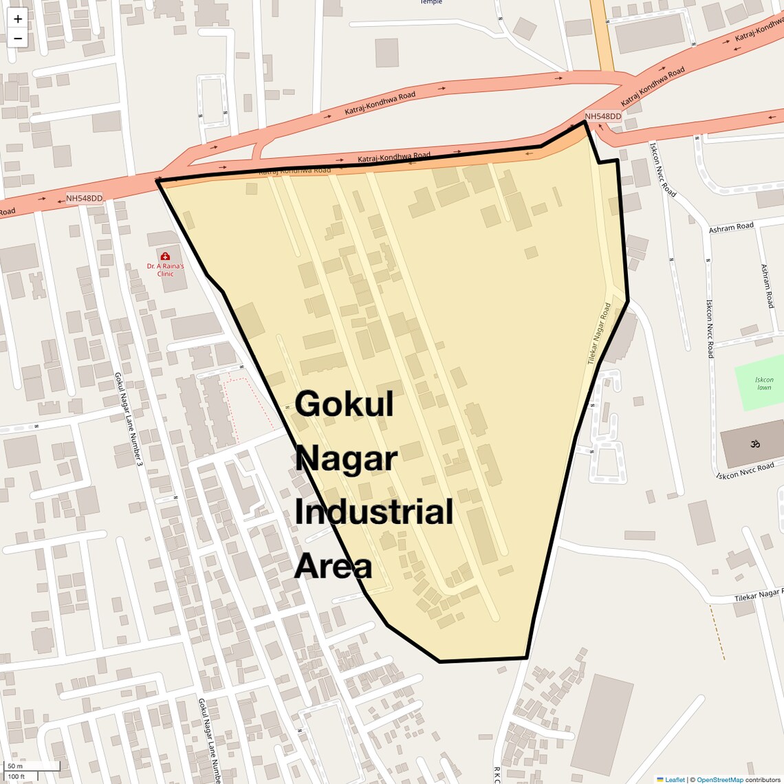 Location Map of Gokul Nagar Industrial Area, Pune