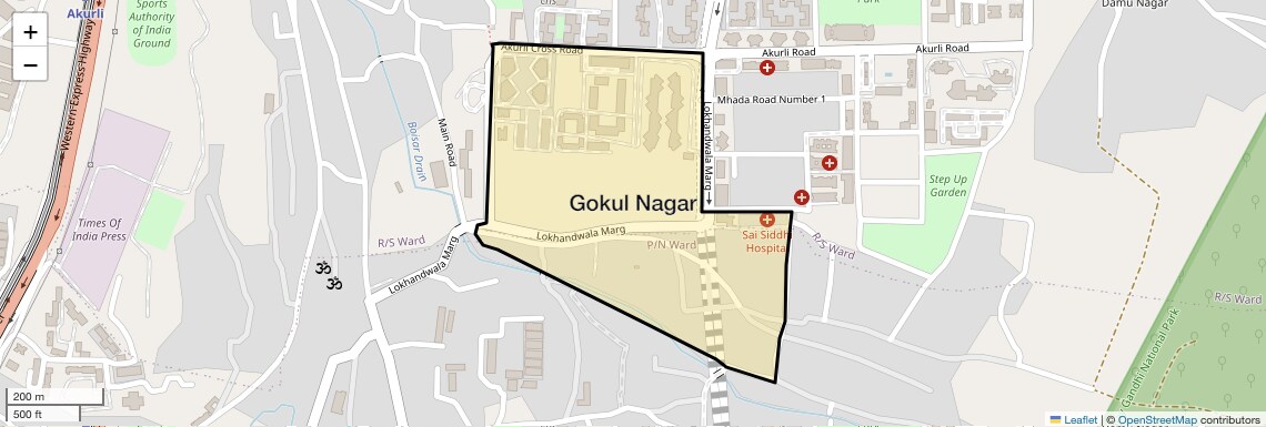 Location Map of Gokul Nagar, Mumbai