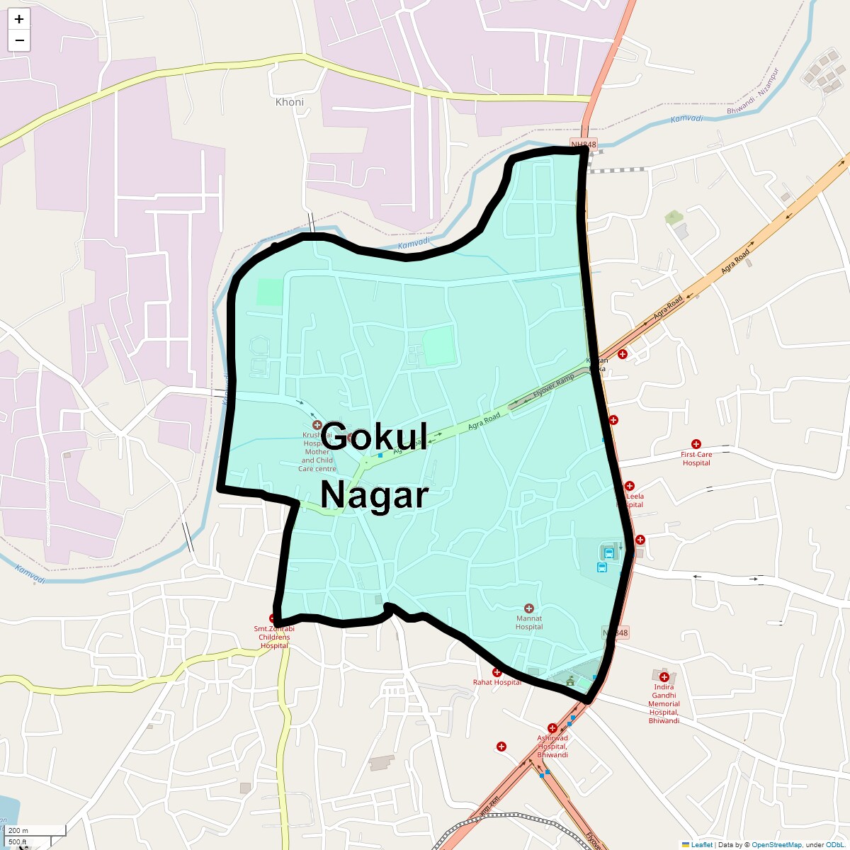 Location Map of Gokul Nagar, Thane