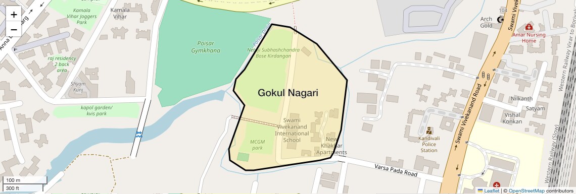 Location Map of Gokul Nagari, Mumbai