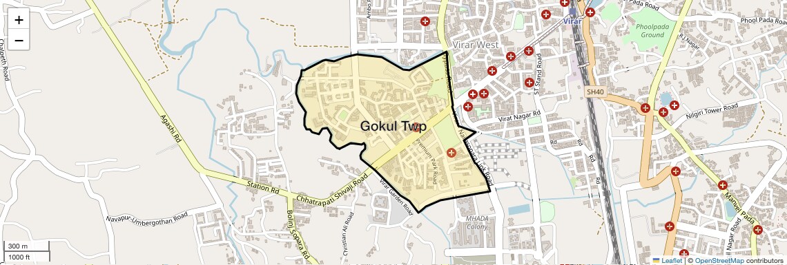 Location Map of Gokul Twp, Palghar