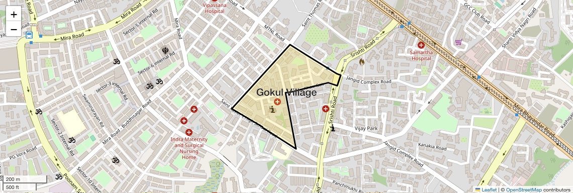 Location Map of Gokul Village, Thane