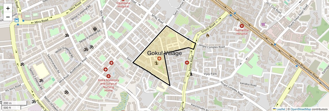 Location Map of Gokul Village, Thane